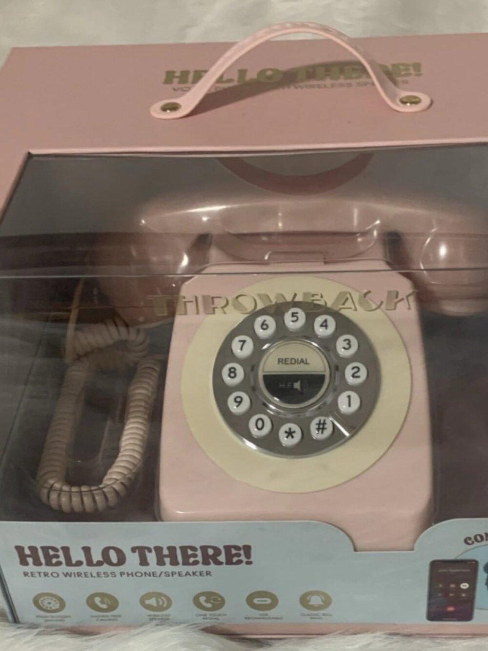Throwback Retro Rotary Wireless Phone Speaker - Pink